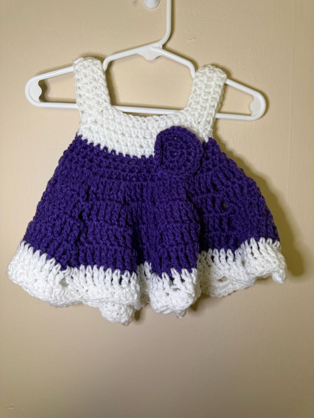 Hand Crafted Purple and White Crochet Baby Dress - Kids Accessories